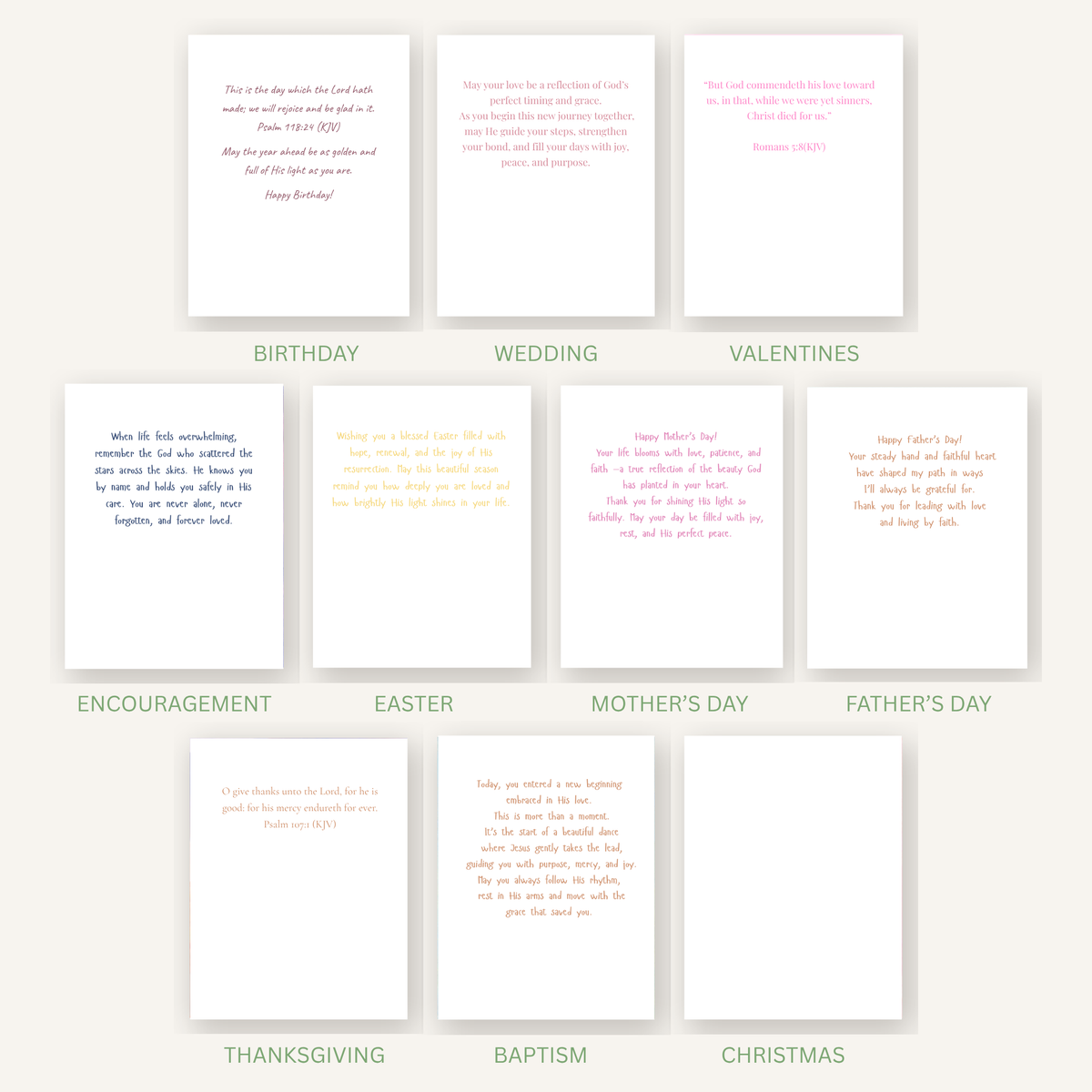 Christian Greeting Card Bundle — Birthday, Wedding, Easter, Christmas & More (10 Cards)