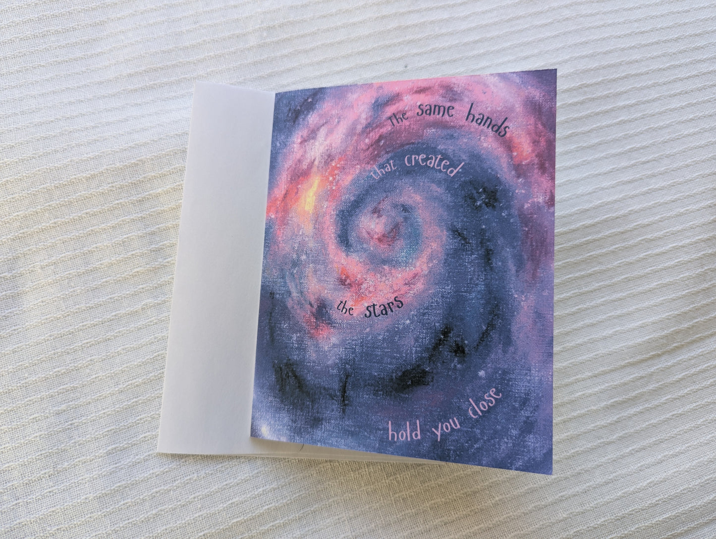 Christian Encouragement Card – Held by the Creator