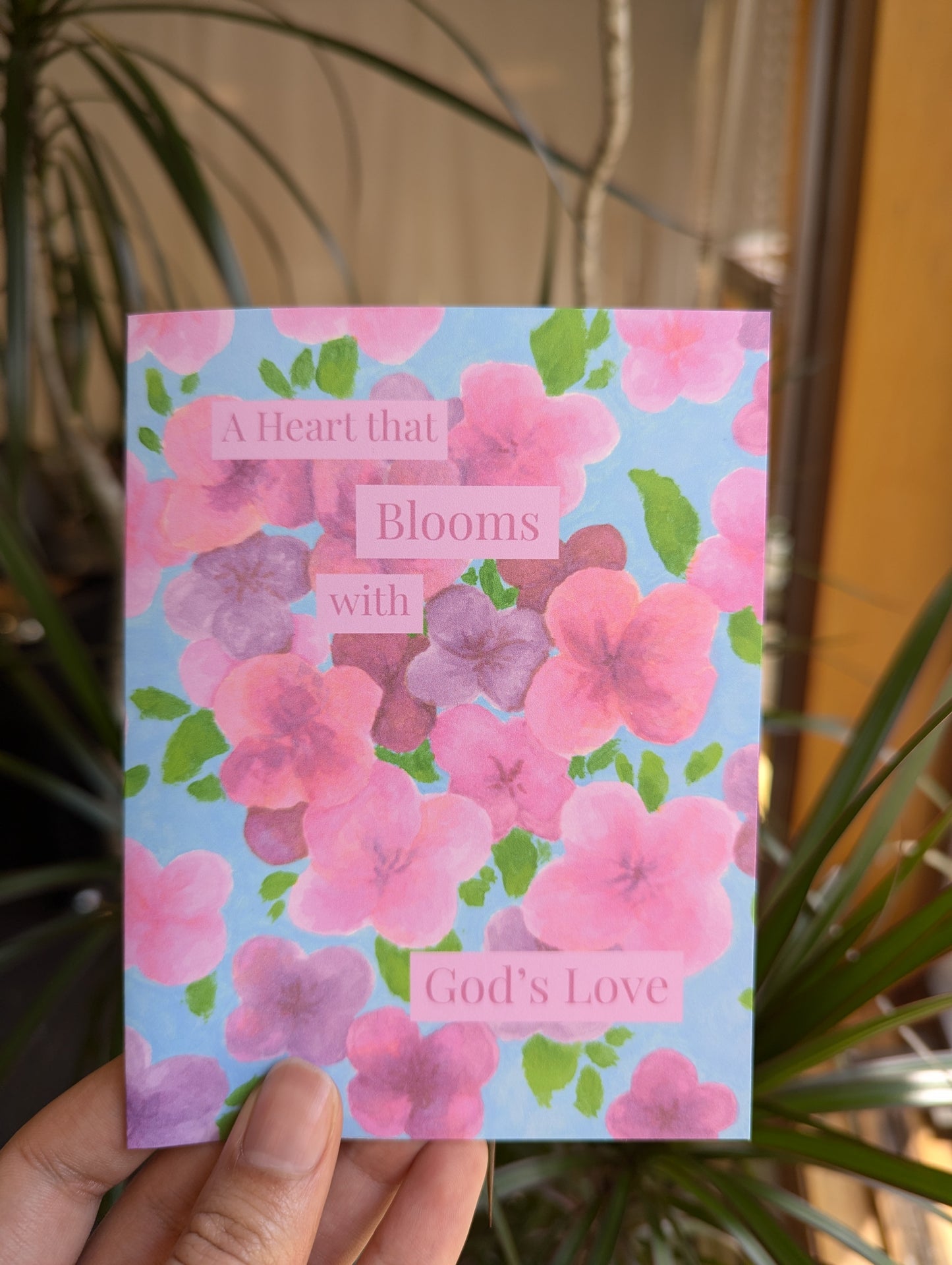 Blooming with God's Love Mother's Day Card | Christian Greeting Card with Pink and Purple Floral Art