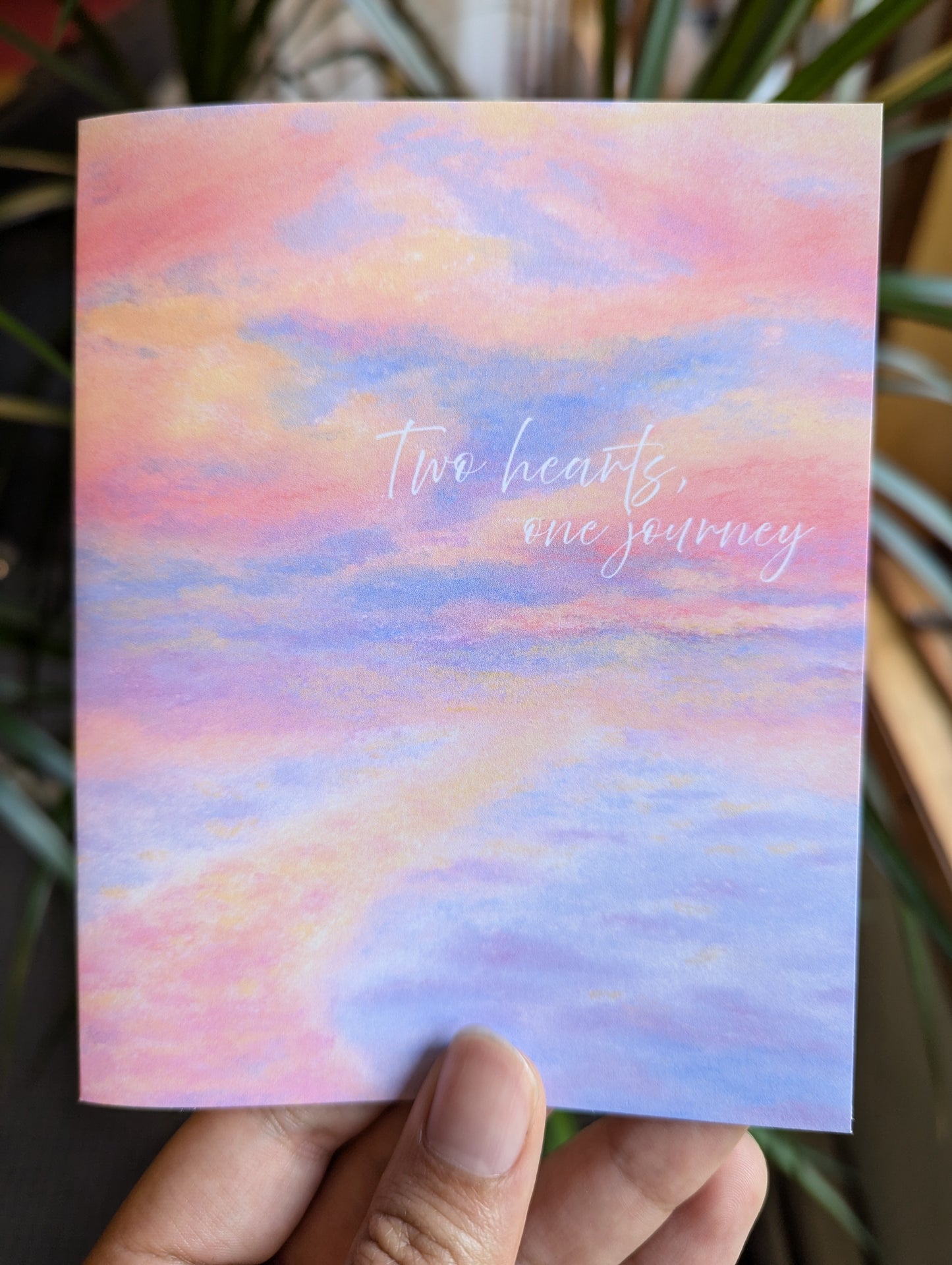 Dreamy Path Under Cotton Candy Skies – Faith-Inspired Wedding Card