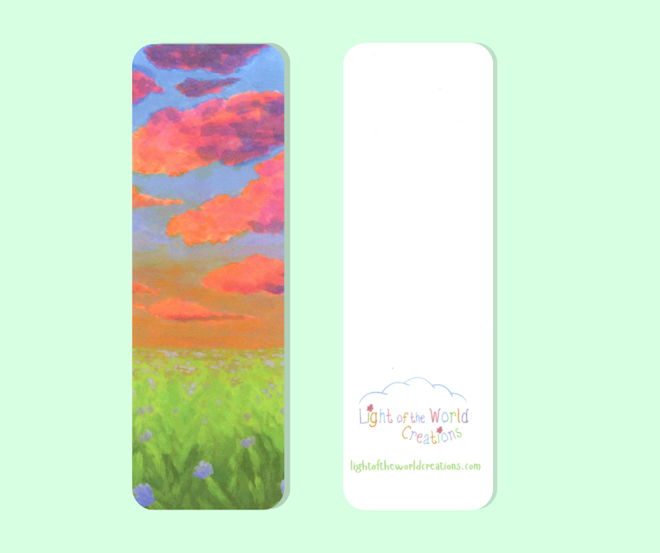 Cotton Candy Skies Bookmark – Pastel Sunset Field Scenery