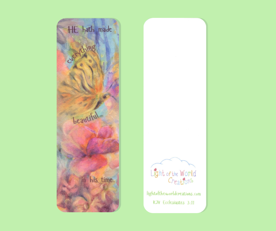 Moth and Butterfly Meet – Floral Scripture Bookmark