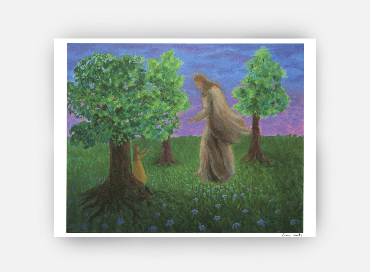 A Twilight Dream with Jesus in a Meadow – Christian Wall Art Print