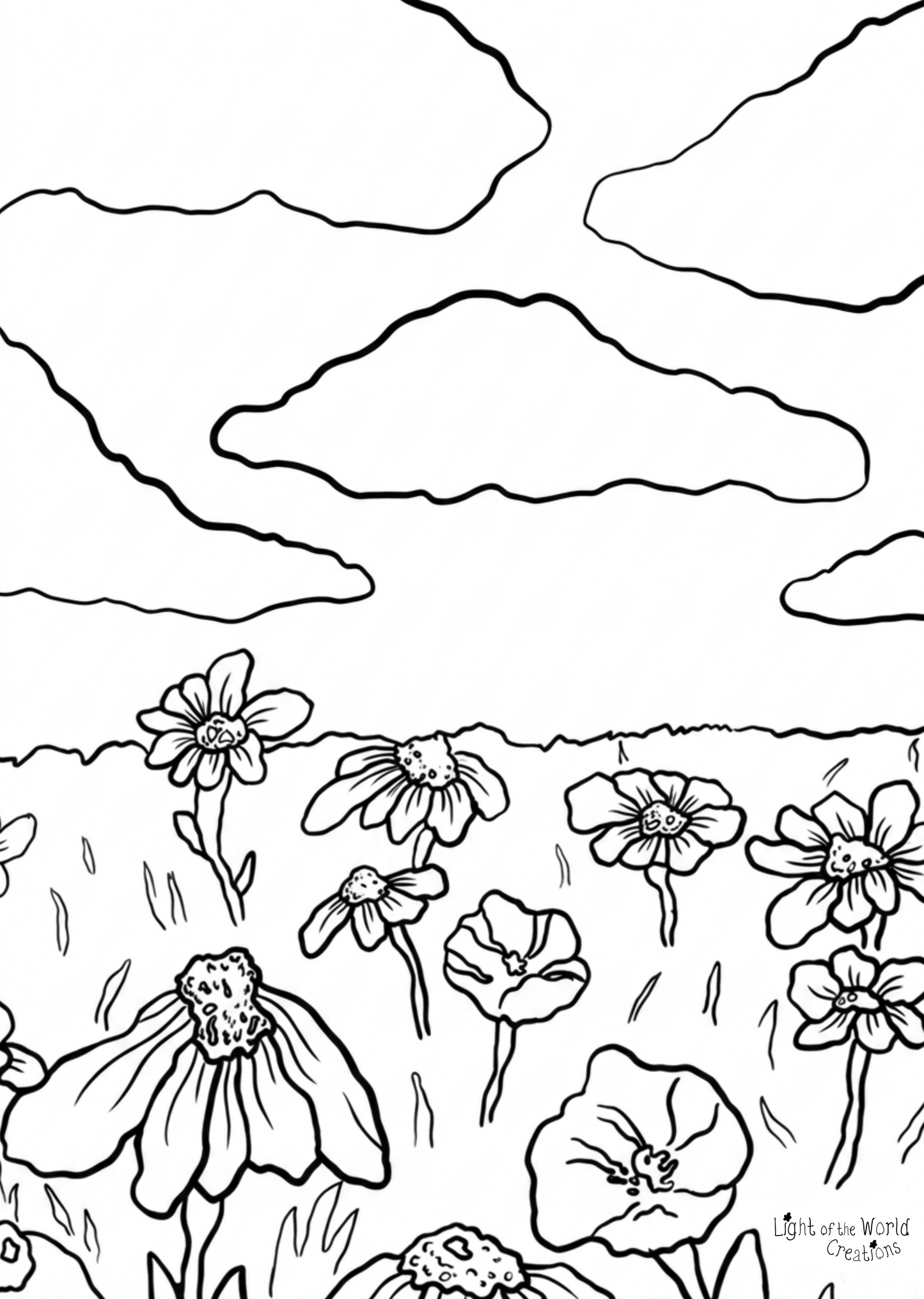 Wildflower Dream Printable Coloring Pages for Kids and Adults