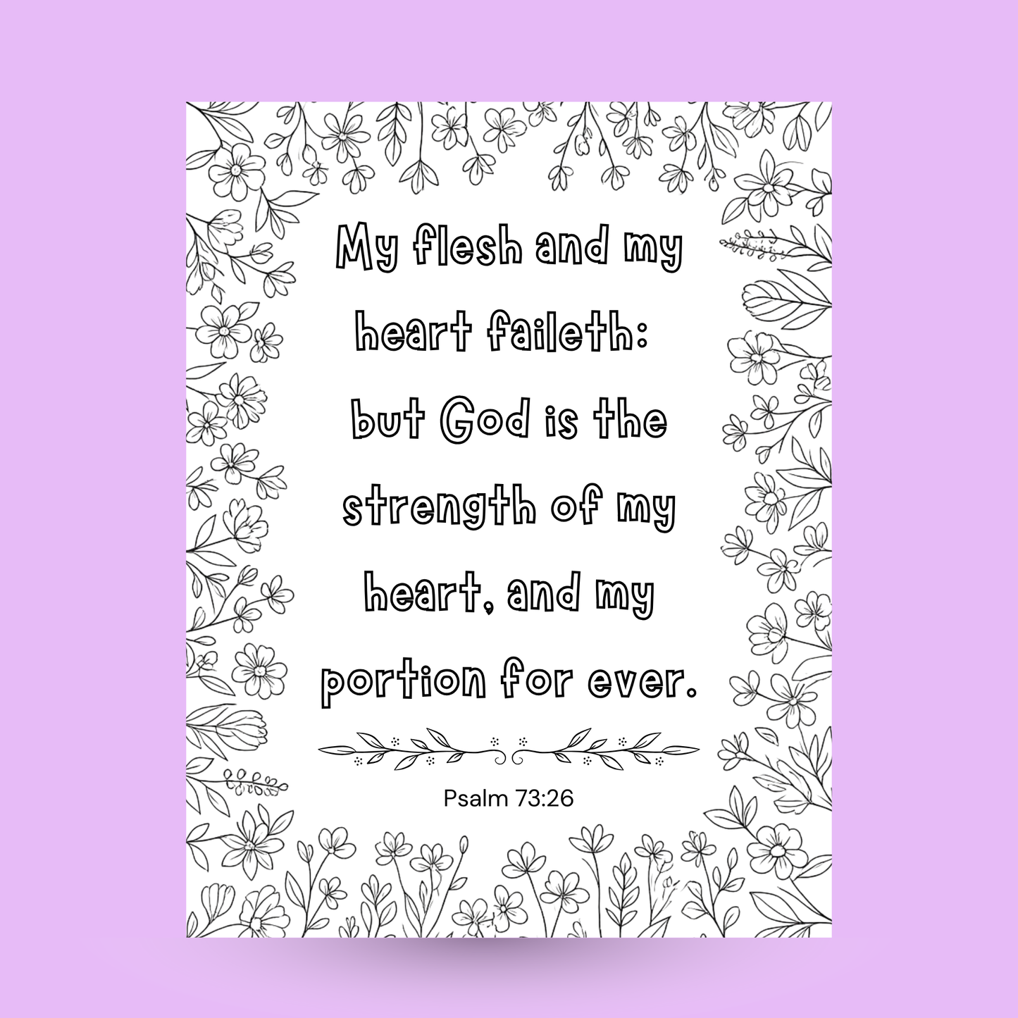 Psalm 73:26 Coloring Page Free Printable | Bible Verse Coloring Sheet