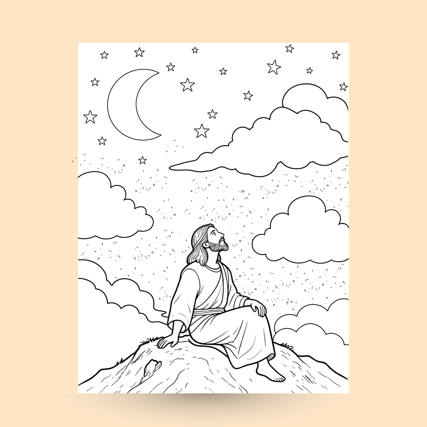 Printable Jesus Praying Coloring Page