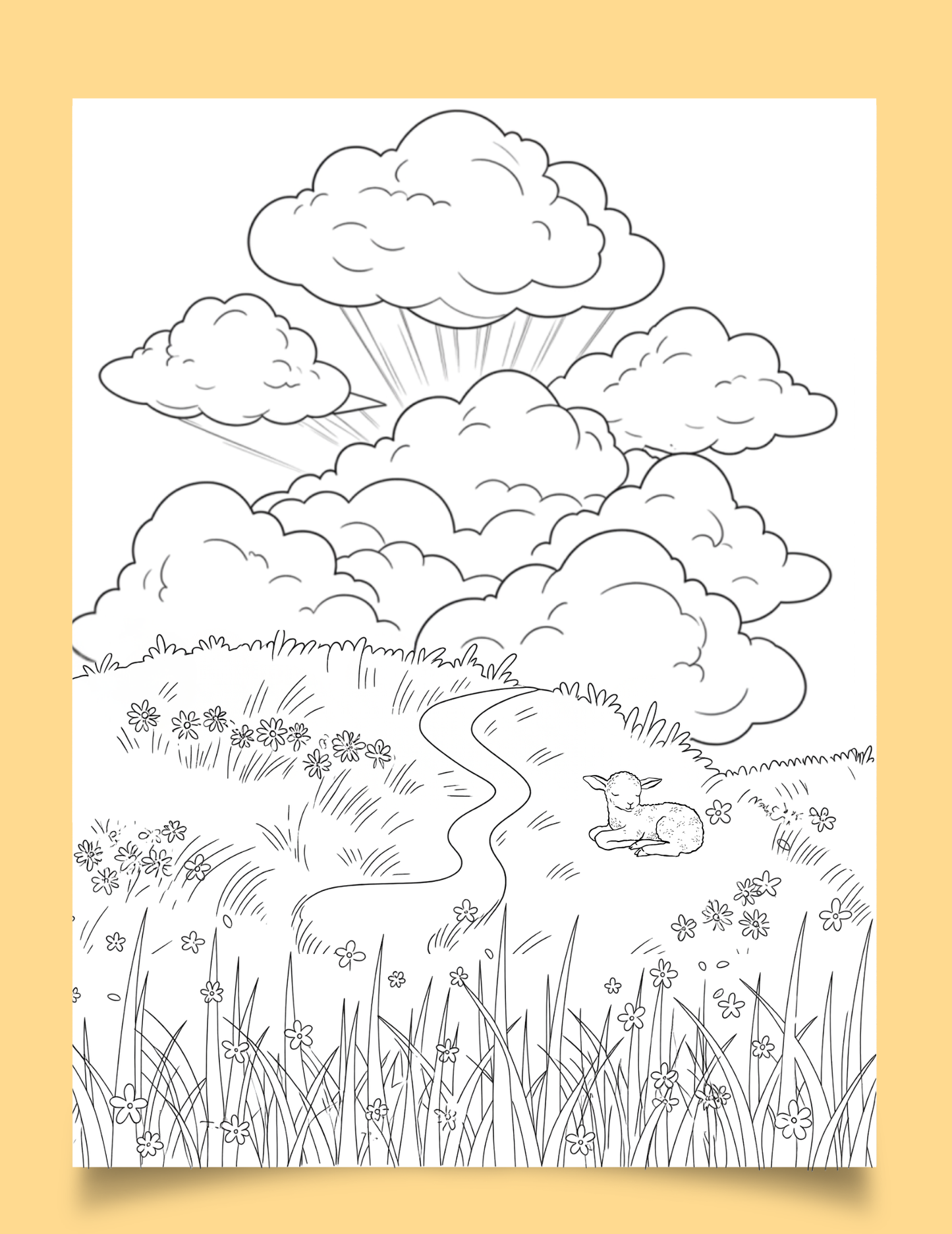 Wildflower and Cloud Printable Coloring Page - Set of 3 for All Ages