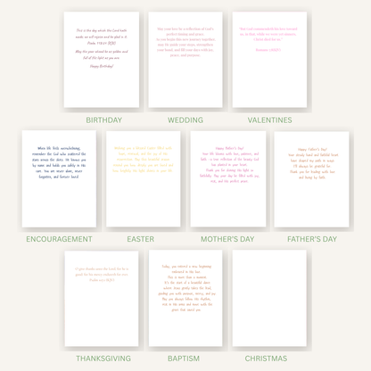 Christian Greeting Card Bundle — Birthday, Wedding, Easter, Christmas & More (10 Cards)
