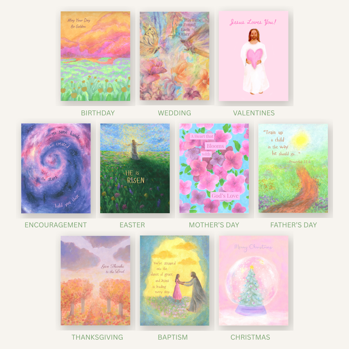 Christian Greeting Card Bundle — Birthday, Wedding, Easter, Christmas & More (10 Cards)