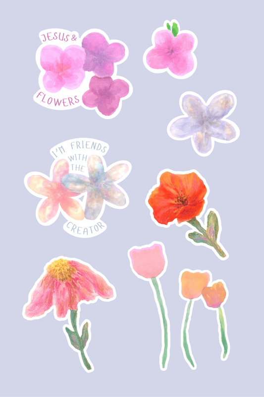 🌼Faith & Flowers Printable Vinyl Sticker Set | Christian Floral Stickers for Journals, Gifts & Decor