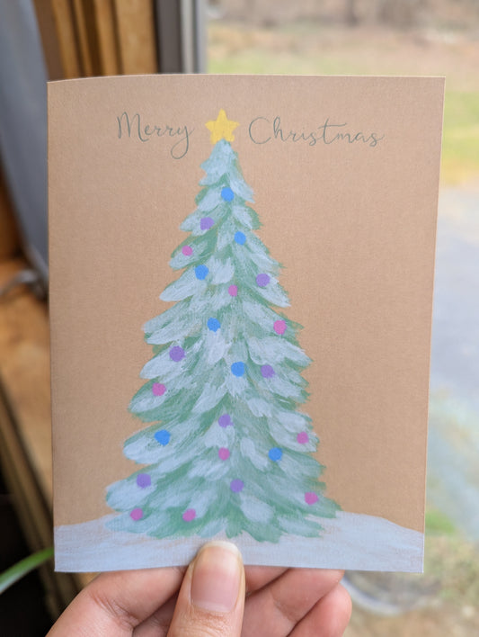 Decorated Snowy Christmas Tree