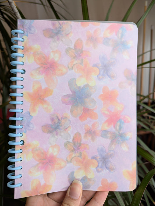 Smart Ring Binder Notebook - Blue and Silver Florals