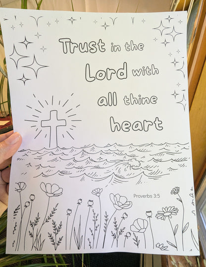 Trust in God Bible Printable Coloring Pages - Set of 3 for All Ages