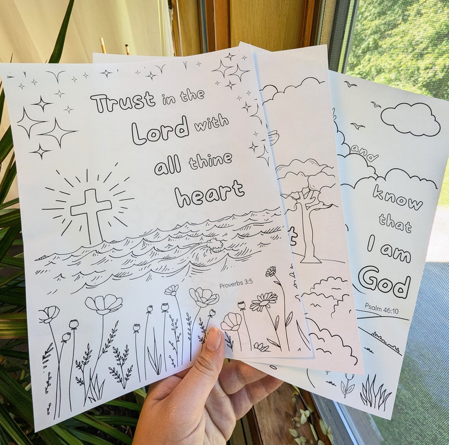 Trust in God Bible Printable Coloring Pages - Set of 3 for All Ages