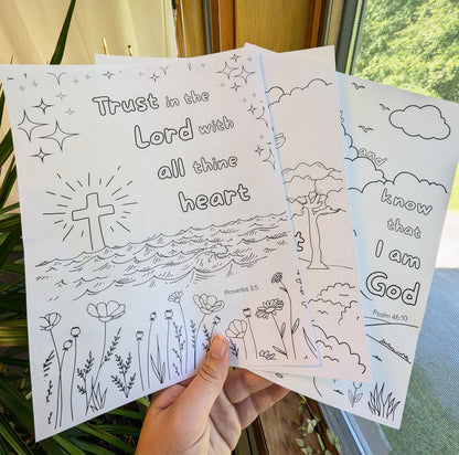 Trust in God Bible Printable Coloring Pages - Set of 3 for All Ages