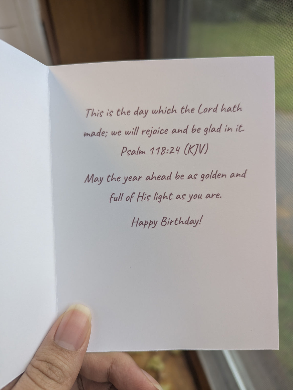 Christian Birthday Card — "May Your Day Be Golden," Original Sunset Meadow Painting, Psalm 118:24