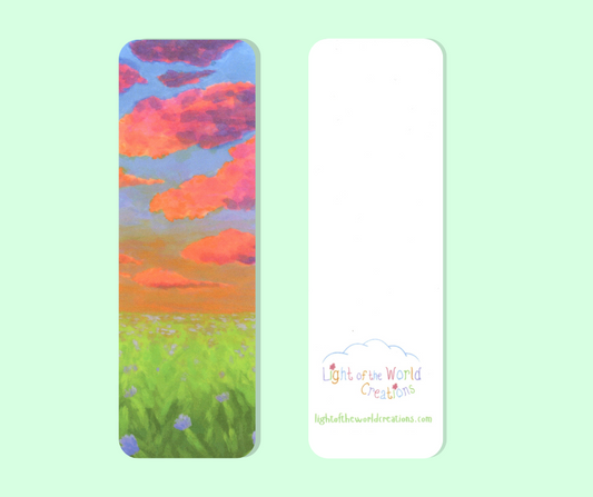 Cotton Candy Skies Bookmark – Pastel Sunset Field Scenery
