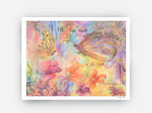 Moth and Butterfly Meet – Abstract Pastel Wall Art with Floral Design