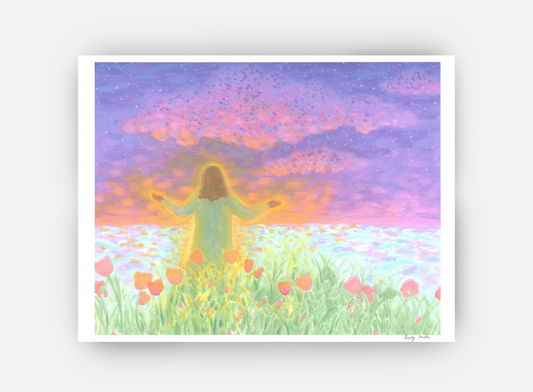 Jesus Amongst a Starry Night Sky - Christian Art Print