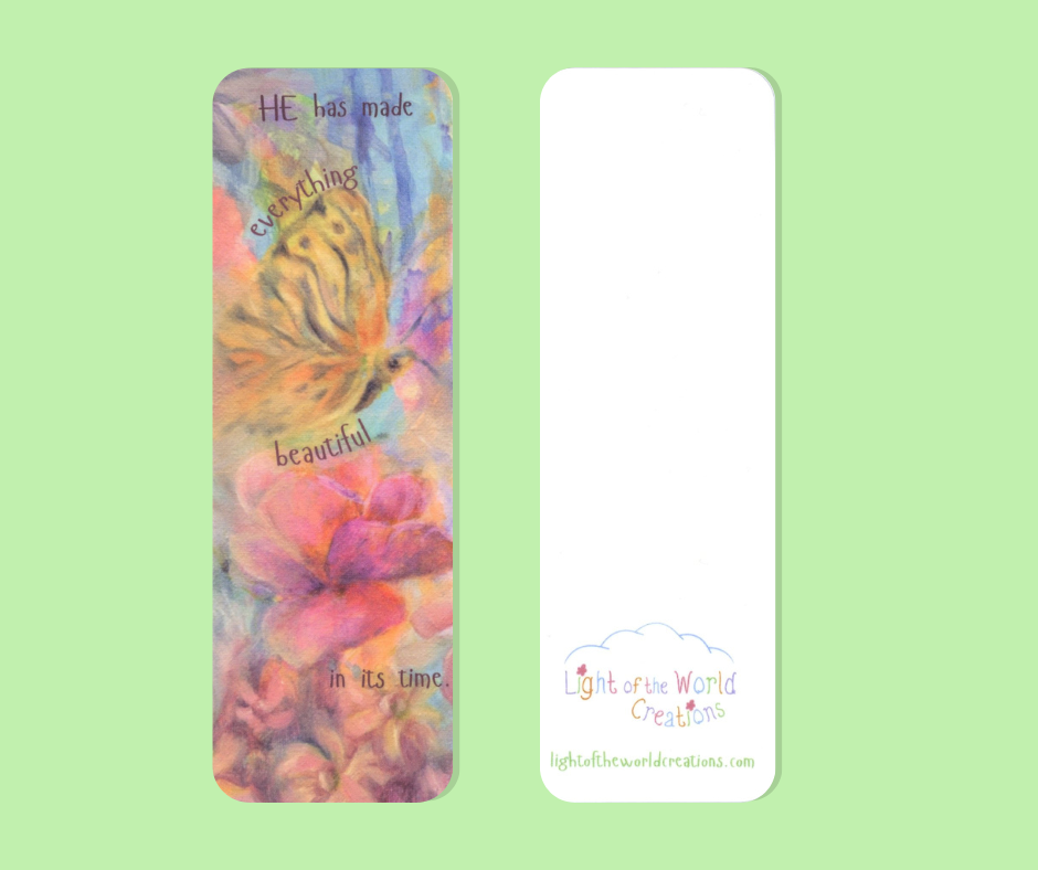 Moth and Butterfly Meet – Floral Scripture Bookmark