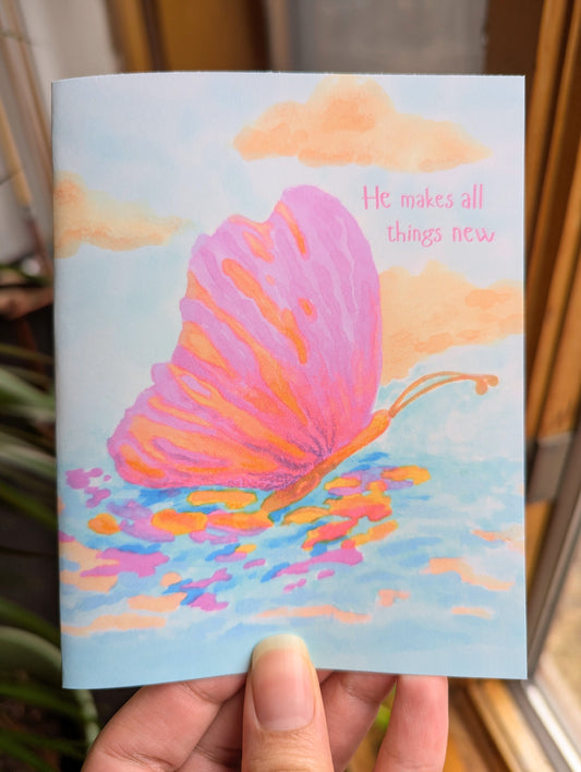 Christian Easter Card – “He Makes All Things New” – Butterfly, Faith-Based Spring Greeting Card