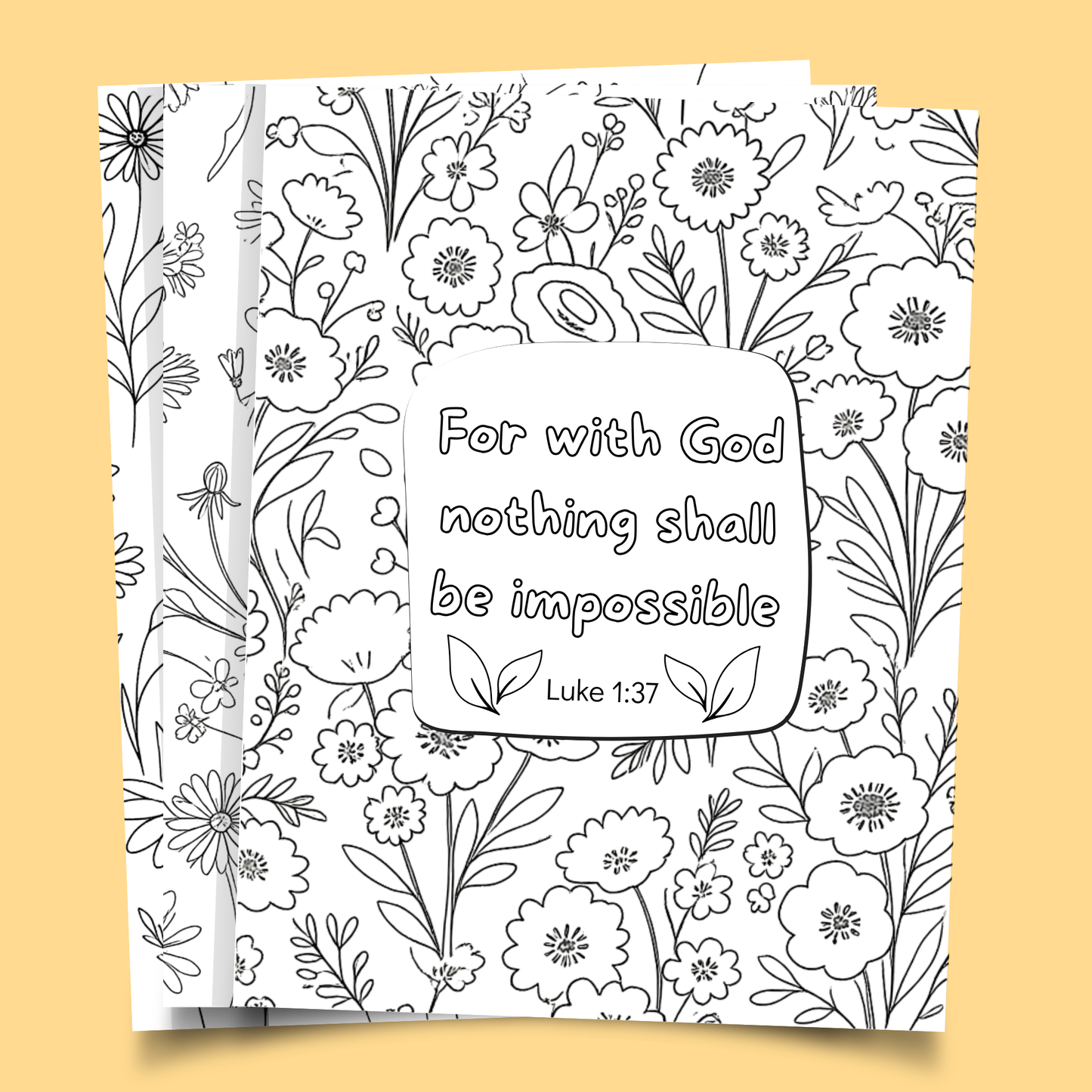 With God Nothing Is Impossible Coloring Pages Set of 3 Printable