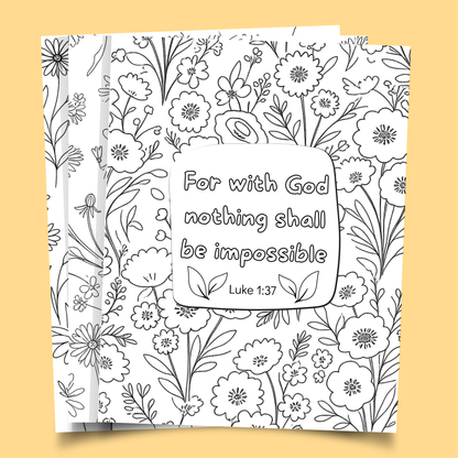 With God Nothing Is Impossible Coloring Pages Set of 3 Printable
