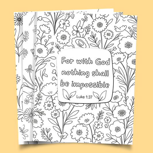 With God Nothing Is Impossible Coloring Pages Set of 3 Printable