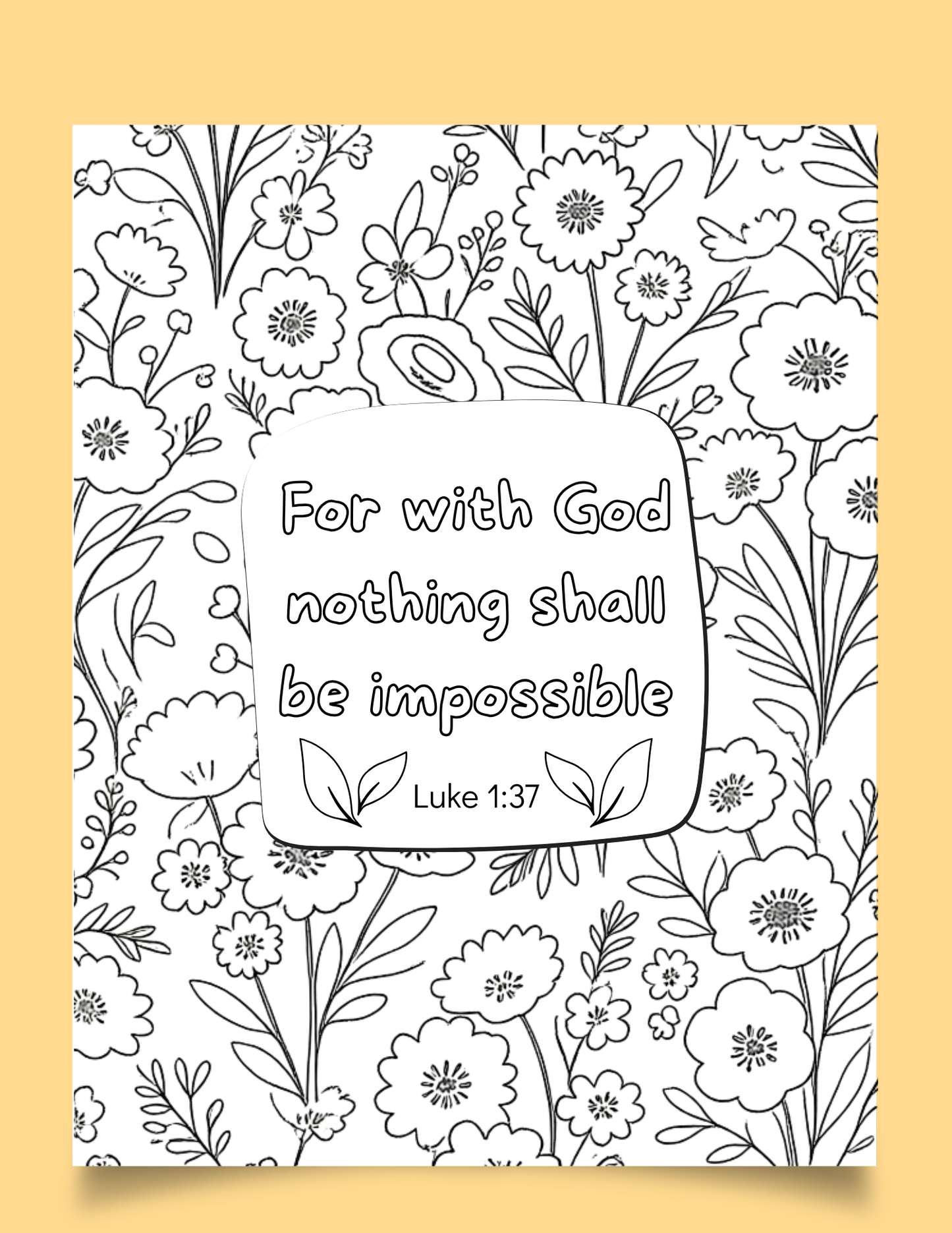 With God Nothing Is Impossible Coloring Pages Set of 3 Printable