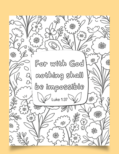 With God Nothing Is Impossible Coloring Pages Set of 3 Printable