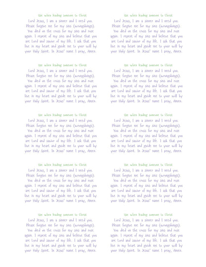Baptism and Salvation Guide Card - Printable Set of Ten Cards