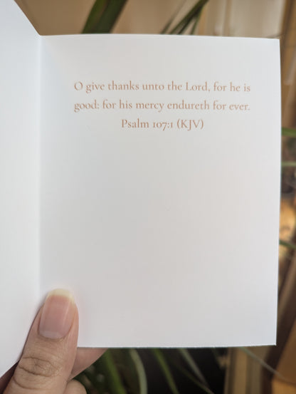 Thanksgiving "Give Thanks" Card — Original Fall Painting, Psalm 107:1