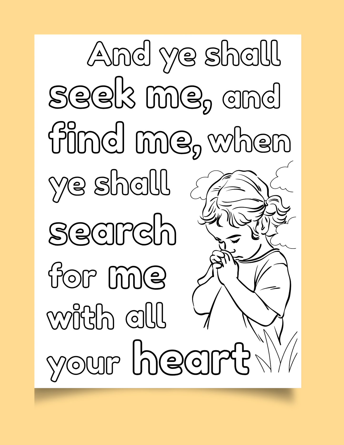 Christian Coloring Page Printable – Jeremiah 29:13